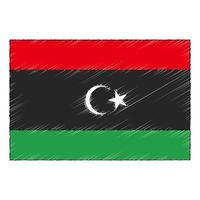 Hand drawn sketch flag of Libya. doodle style icon vector