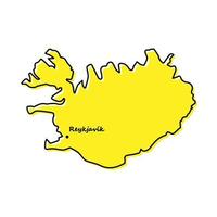 Simple outline map of Iceland with capital location vector