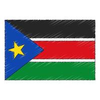 Hand drawn sketch flag of South Sudan. doodle style icon vector