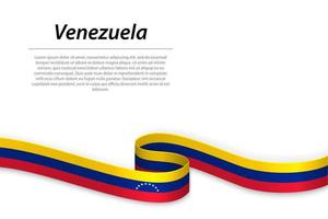 Waving ribbon or banner with flag of Venezuela vector