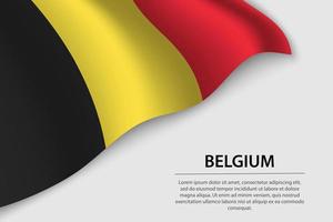 Wave flag of Belgium on white background. Banner or ribbon vecto vector