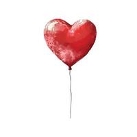 Watercolor red heart balloon vector