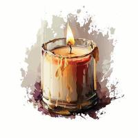 Watercolor melted candle vector