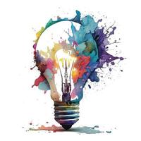 Watercolor colorful light bulb idea vector