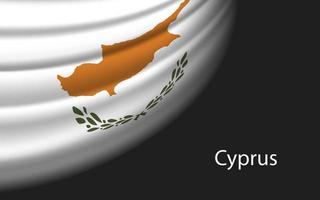 Wave flag of Cyprus on dark background. Banner or ribbon vector