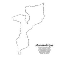 Simple outline map of Mozambique, silhouette in sketch line styl vector