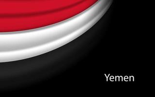 Wave flag of Yemen on dark background. Banner or ribbon vector t