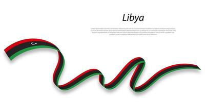 Waving ribbon or banner with flag of Libya. vector