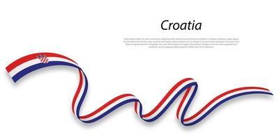 Waving ribbon or banner with flag of Croatia. vector