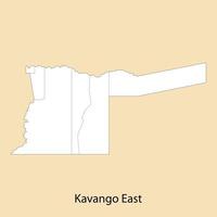 High Quality map of Kavango East is a region of Namibia vector