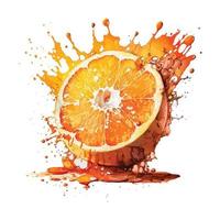 Watercolor sunkist orange juice splash vector