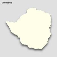 3d isometric map of Zimbabwe isolated with shadow vector