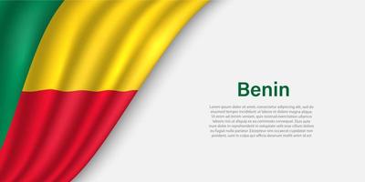 Wave flag of Benin on white background. vector