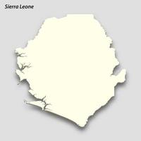 3d isometric map of Sierra Leone isolated with shadow vector