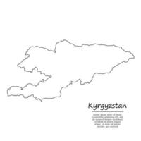 Simple outline map of Kyrgyzstan, silhouette in sketch line styl vector