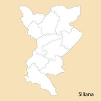 alto calidad mapa de siliana es un región de Túnez vector