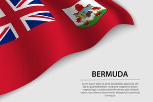 Wave flag of Bermuda on white background. Banner or ribbon vecto vector