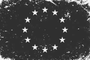 Grunge styled black and white flag European Union. Old vintage b vector