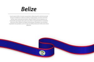 Waving ribbon or banner with flag of Belize vector