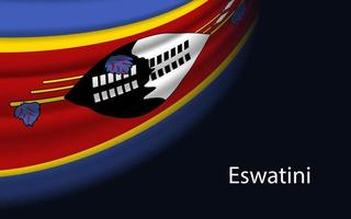 Wave flag of Eswatini on dark background. vector