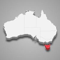 Tasmania region location within Australia 3d map vector