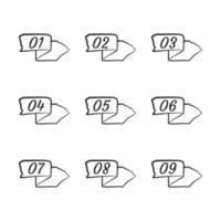 point number set, hand drawn style, torn paper vector
