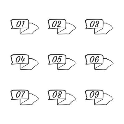 point number set, hand drawn style, torn paper