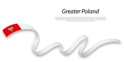 Waving ribbon or stripe with flag of Greater Poland vector