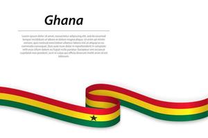 Waving ribbon or banner with flag of Ghana vector