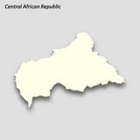 3d isométrica mapa de central africano república aislado con sombra vector