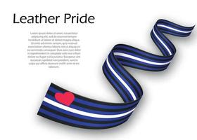 Waving ribbon or banner with Leather pride flag vector