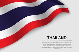 Wave flag of Thailand on white background. Banner or ribbon vect vector