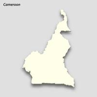 3d isometric map of Cameroon isolated with shadow vector