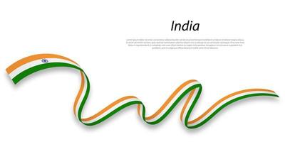 Waving ribbon or banner with flag of India. vector