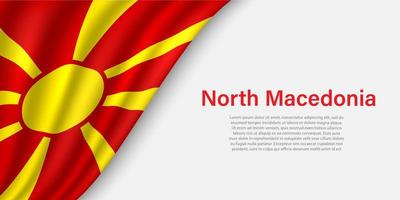 Wave flag of North Macedonia on white background. vector