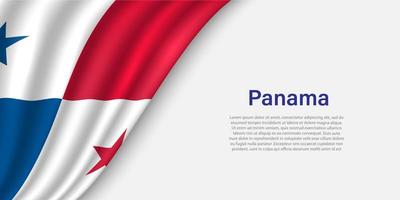 Wave flag of Panama on white background. vector