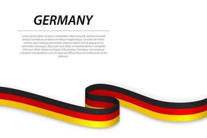 Waving ribbon or banner with flag of Germany. Template for independence day vector