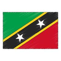 Hand drawn sketch flag of Saint Kitts and Nevis. doodle style ic vector