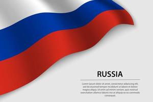 Wave flag of Russia on white background. Banner or ribbon vector