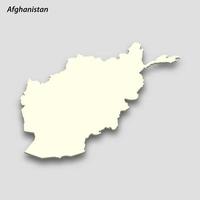 3d isometric map of Afghanistan isolated with shadow vector