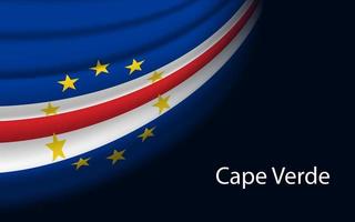 Wave flag of Cape Verde on dark background. vector