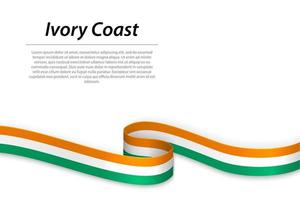 Waving ribbon or banner with flag of Ivory Coast vector