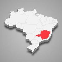 state location within Brazil 3d map Template for your design vector