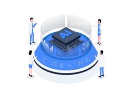 Applying machine learning in healthcare. utilizing algorithms to analyze medical data for improved diagnostics and treatment outcomes. Artificial intelligence in healthcare isometric illustration vector