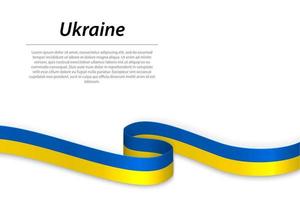 Waving ribbon or banner with flag of Ukraine. Template for indep vector