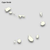 3d isometric map of Cape Verde isolated with shadow vector