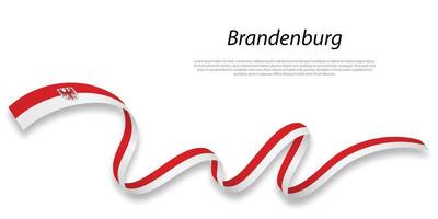 Waving ribbon or stripe with flag of Brandenburg vector