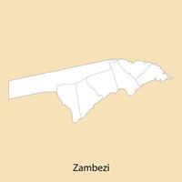 High Quality map of Zambezi is a region of Namibia vector