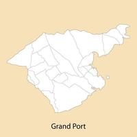 High Quality map of Grand Port is a region of Mauritius vector