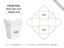 Food pail box die cut template vector